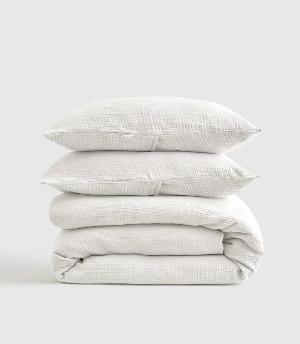 Quince Organic Cotton Gauze Duvet Cover Set White Fill/Queen NWT